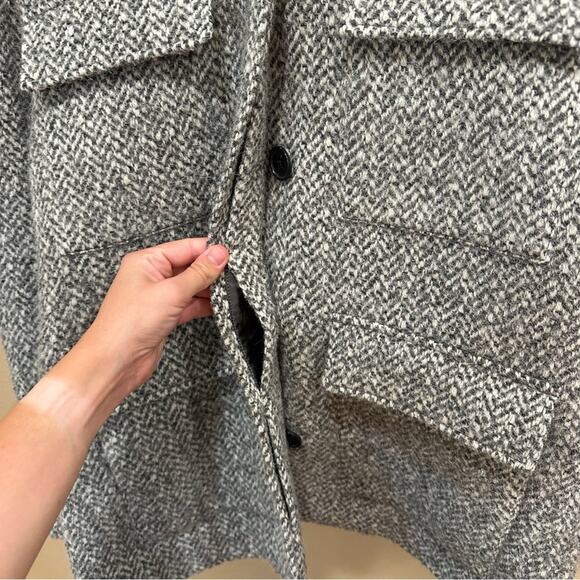 NWT Madewell Gray Herringbone Alpaca Wool Italian Fabric Coat Jacket Medium - Picture 11 of 16